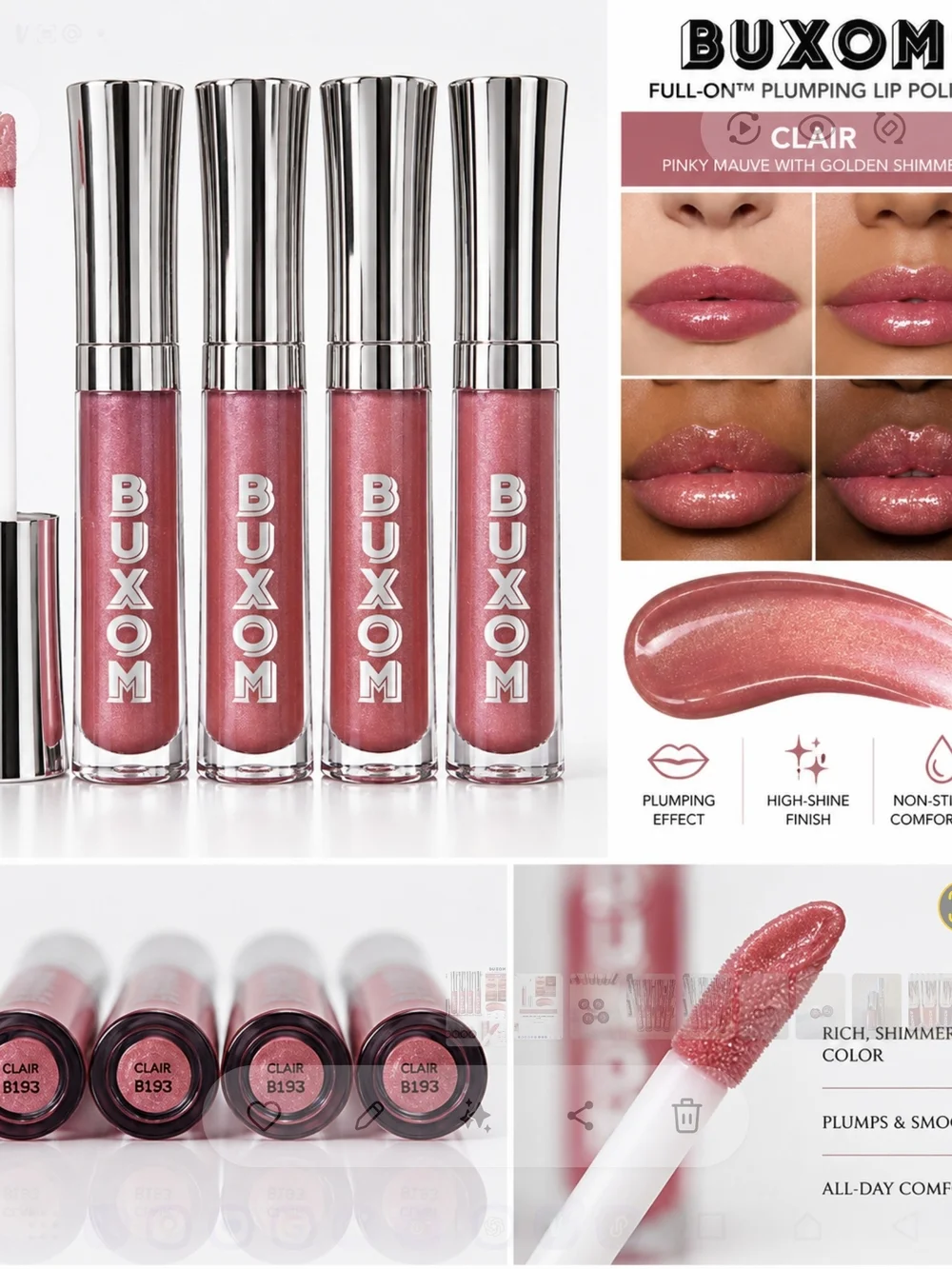 Brand new, authentic BUXOM Full-On™ Plumping Lip Polish in shade Clair